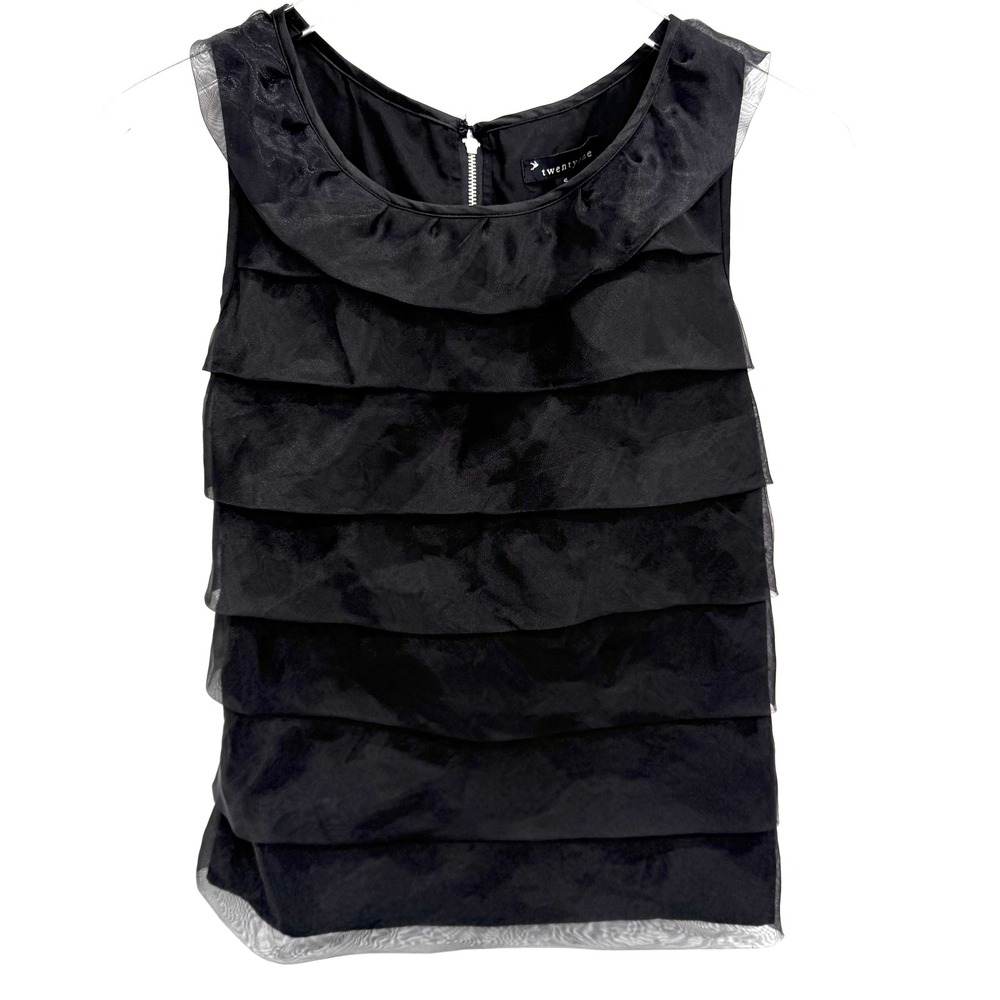 Y2K Forever 21 Black Tiered Sleeveless Blouse Size S Whimsigoth Chiffon Tank